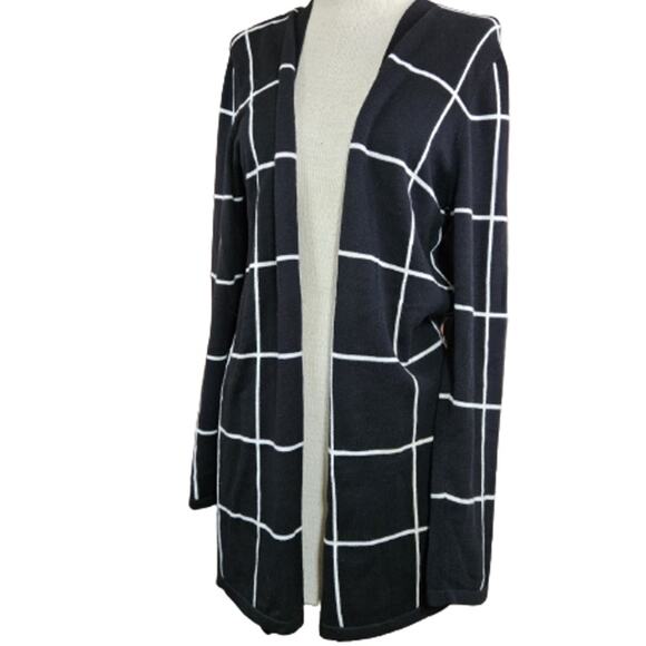 Vince Camuto Black and White Long Cardigan Sweater Size Large - Picture 1 of 5